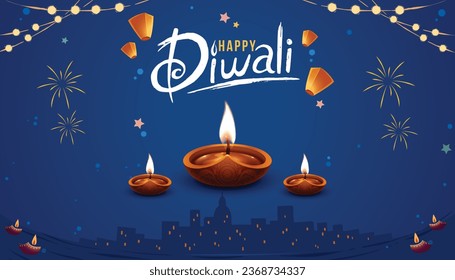 Happy Diwali Fireworks Background Vector 1