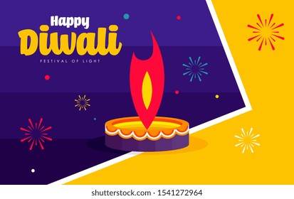 Happy diwali flat background illustration vector