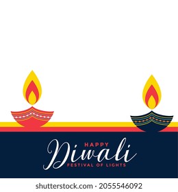 happy diwali flat decorative diya card design