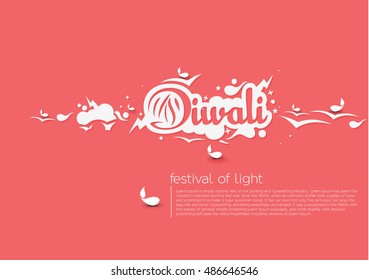 Happy Diwali Flat Design Background. Abstract vector illustration.