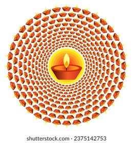 Happy Diwali. Diwali flower elements and mandala arts. Vector illustration Eps 10 file. Isolated on white background.