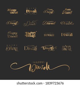 Happy Diwali Golden Lettering Typography