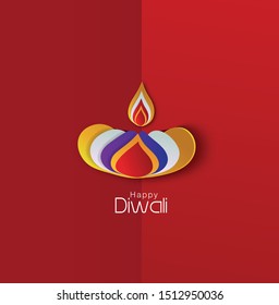 Happy Diwali. graphic of Diya lantern. Indian festival of lights.