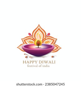 Happy Diwali. graphic of Diya lantern. Indian festival of lights.