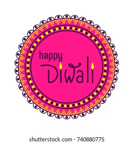 Happy Diwali. Greeting banner, Mandala with text. Vector illustration.
