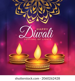 happy diwali greeting with beautiful colors