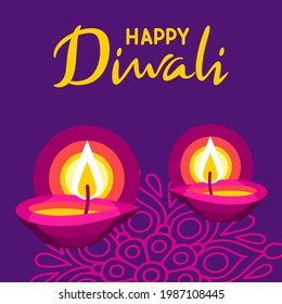 Happy Diwali greeting card. Deepavali or dipavali festival of lights.