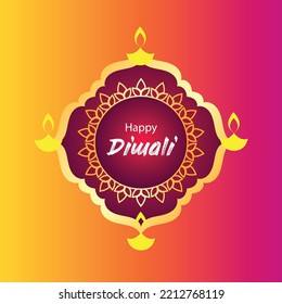 Happy Diwali greeting card festival holiday design. Indian Rangoli Vector illustration.