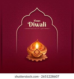 Happy diwali greeting card festival of light celebration