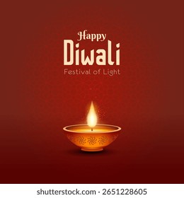Happy diwali greeting card festive celebration background with diyas