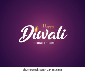 Happy Diwali greeting card purple, gold and white color concept. India festival of lights holiday invitations template, banner, card, postcard. Vector illustration. Happy Diwali concept background.
