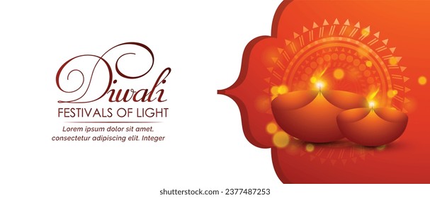 happy Diwali greetings. Rangoli decoration with Diya or lamp. vector illustration design