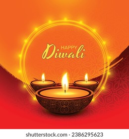 happy Diwali greetings. Rangoli decoration with Diya or lamp. vector illustration design
