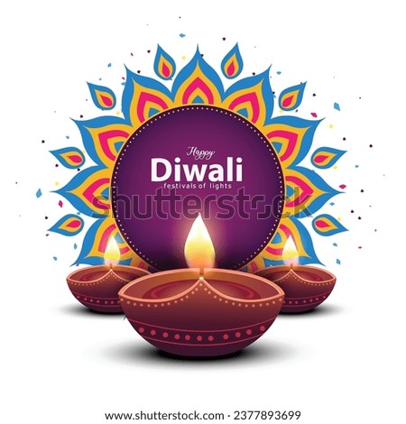 happy Diwali greetings. rangoli decoration with Diya. vector illustration