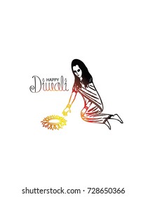 Happy diwali hand drawn art