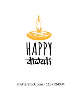Happy Diwali Hand Lettering On White Stock Vector (Royalty Free) 1187724334  | Shutterstock