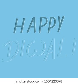 Happy diwali hand lettering on blue background. Vector illustration.