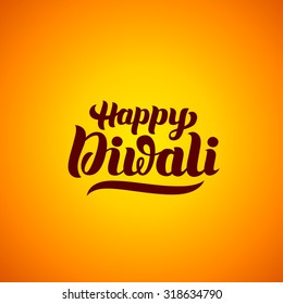 Happy Diwali hand-lettering. Indian Holiday. Festival greeting card. Handmade vector calligraphy background