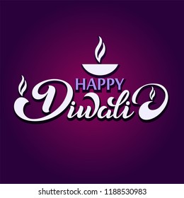 Happy Diwali. Handwritten brush black text, gold pinstripe. Beautiful lettering invitation, greeting, prints, posters. Typographic inscription, calligraphic design vector. EPS 10