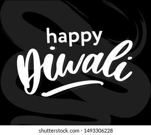 Happy Diwali Handwritten Brush Black Text Stock Vector (Royalty Free ...