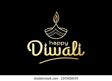 Happy Diwali Handwritten Lettering Text Word Type Font Calligraphy Lettering Typography Illustration Vector