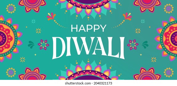 Happy Diwali Hindu festival banner, greeting card. Burning diya illustration, background for light festival of India