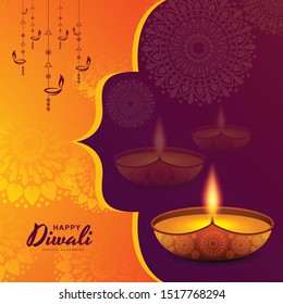 happy diwali hindu festival card background illustration