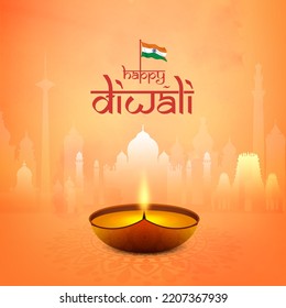 Happy Diwali Hindu festival modern design with indian skyline. colorful gradient Background. Holiday background for branding, card, banner, cover, social media, flyer or poster