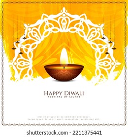 Happy Diwali Hindu Indian festival stylish greeting background vector