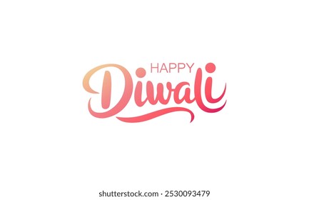 Happy Diwali holiday banner with red text. Hand written greetings. Vector illustration.