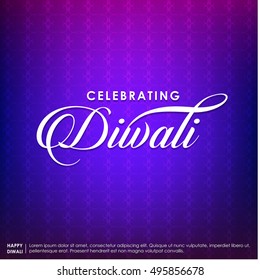 Happy Diwali. Holiday Vector Illustration Of Religion Event Deepavali. Shiny Lettering Composition With Sparkles. Poster Template
