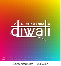Happy Diwali. Holiday Vector Illustration Of Religion Event Deepavali. Shiny Lettering Composition With Sparkles. Poster Template