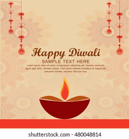 Happy Diwali Illustration, Flyer Design for Diwali festival with beautiful lamps.