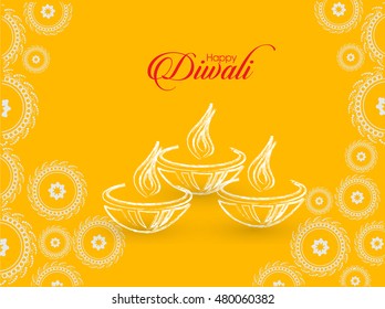 Happy Diwali Illustration, Flyer Design for Diwali festival
