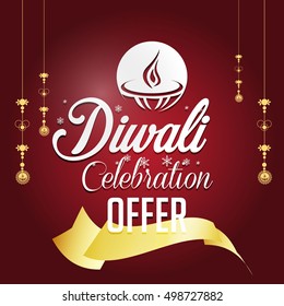 Happy Diwali Illustration, Flyer Design for Diwali festival, greeting card for diwali