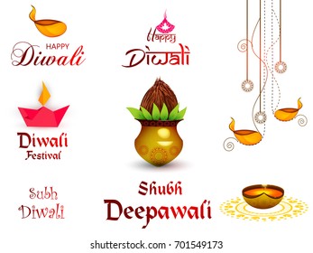 Happy Diwali Illustration, Flyer Design for Diwali festival, Happy diwali fonts