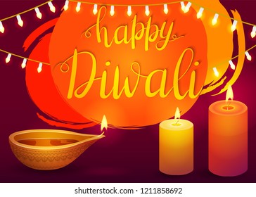 Happy Diwali. Illustration with lights