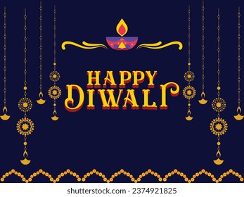 Happy Diwali. The "Happy Diwali" illustration is a vibrant and enchanting portrayal of the Festival of Lights, a significant Hindu celebration
