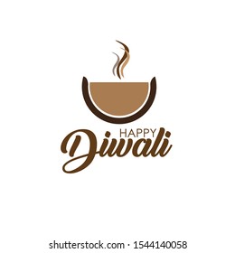 Happy Diwali. India festival of lights holiday templates collection with hand drawn lettering and diya lamps. Vector illustration. White background.