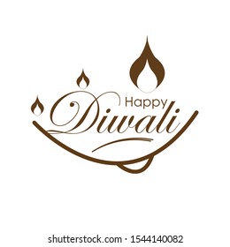 Happy Diwali. India festival of lights holiday templates collection with hand drawn lettering and diya lamps. Vector illustration. White background.