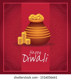 Happy Diwali Indian Celebration Design with candles, vector illustration