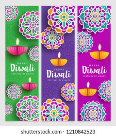 Happy Diwali. Indian Diya Oil Lamp Design. The Festival of Lights.