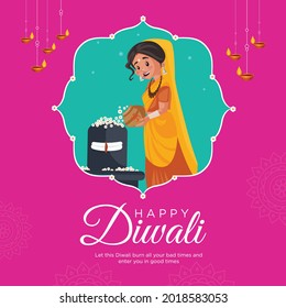 Happy Diwali Indian festival banner design template.