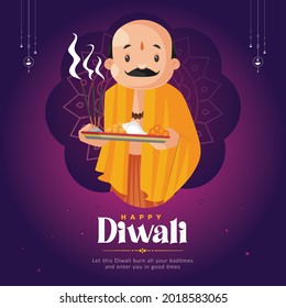 Happy Diwali Indian festival banner design template.