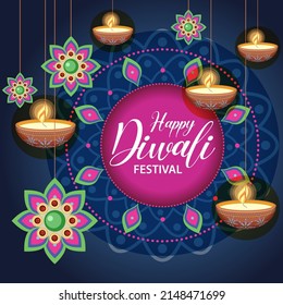 Happy Diwali Indian festival banner illustration