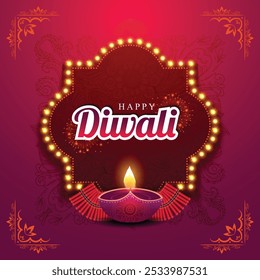 Happy diwali Indian festival banner with Indian traditional festival background, vector illustration