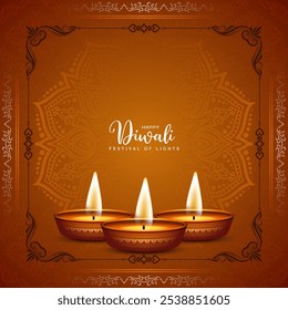Happy Diwali Indian festival brown color background vector