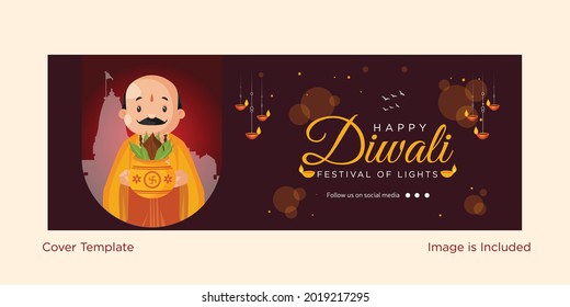 Happy Diwali Indian festival cover template.