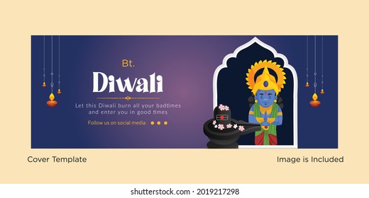 Happy Diwali Indian festival cover design template.