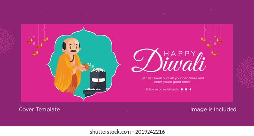 Happy Diwali Indian festival Cover design template.